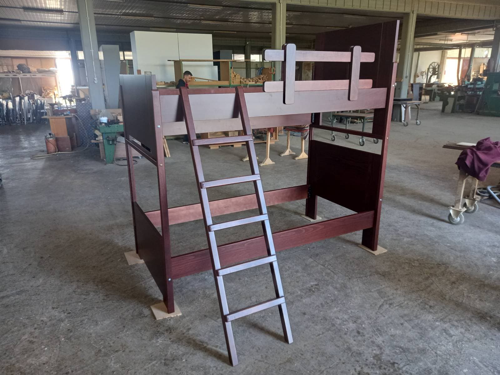 Solid Wood Loft Bed with Ladder - 2
